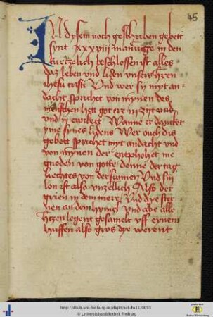 [45r - 64v] Ermahnungen zum Leben und Leiden Christi.