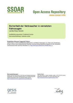 Sicherheit der Verbraucher in vernetzten Fahrzeugen