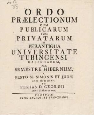 Vorlesungsverzeichnis 1762/63
