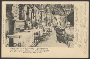 Ansichtskarte Restaurant "Blumengarten"; Oranienstraße 190