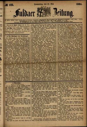 Ausgabe vom Donnerstag, den 29. Mai 1884.