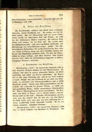 X. Salze von Beryllium.