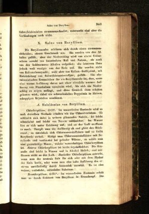 X. Salze von Beryllium.