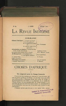 Choses d'Afrique.