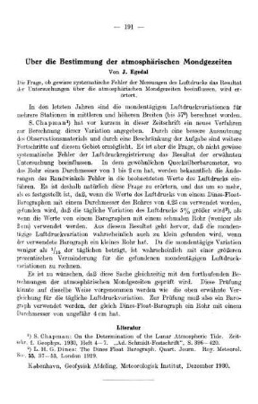 Über die Bestimmung der atmosphärischen Mondgezeiten