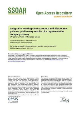 Long-term working-time accounts and life-course policies: preliminary results of a representative company survey