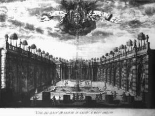 Dresden, Zwinger, Blick ins Nymphenbad; Stich aus dem Kupferstichwerk über den Dresdner Zwinger; Kupferstichkabinett Dresden; Pöppelmann, Matthäus Daniel