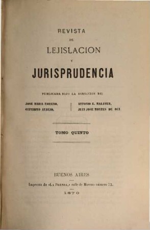 Revista de legislación y jurisprudencia, 5. 1870