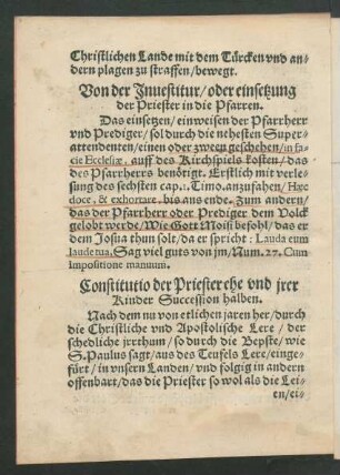 Constitutio der Priesterehe und irer Kinder Succession halben.