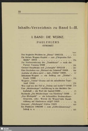 Inhalts-Verzeichnis zu Band I-III