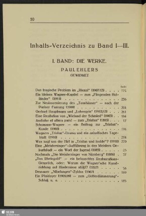 Inhalts-Verzeichnis zu Band I-III