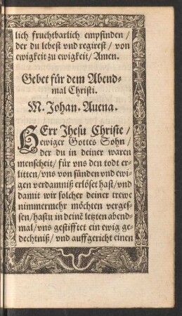 Gebet für dem Abendmal Christi.