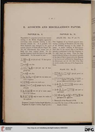 E. Accunts and miscellaneous papyri