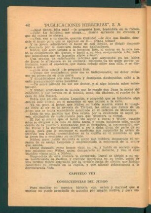Capítulo VIII - Consecuencias del juego