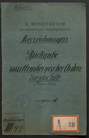 Rückgabe württembergischer Orden