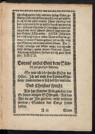 Darauf giebet Gott dem Sünder zur gnedigen Antwort.