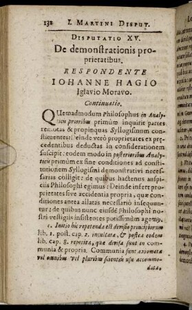 Disputatio XV. De demonstrationis proprietatibus.