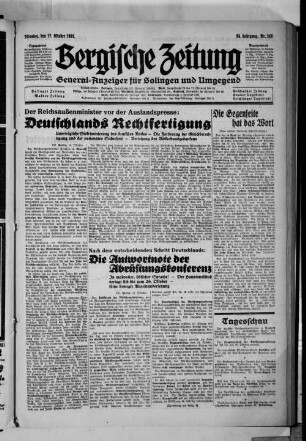 Bergische Zeitung. 1922-1935