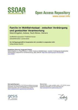 Familie im Wohlfahrtsstaat - zwischen Verdrängung und gemischter Verantwortung