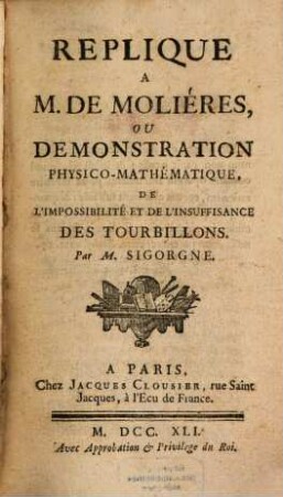 Replique à M. de Molières