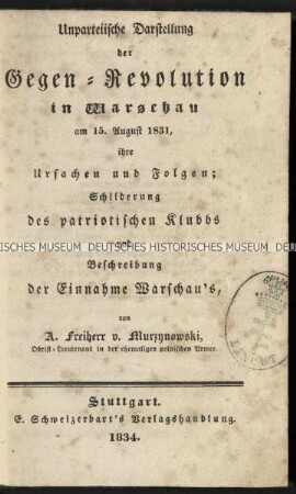 Darstellung der Gegenrevolution in Warschau am 15.08.1831