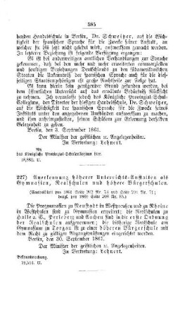 Anerkennung höherer Unterrichts-Anstalten als Gymnasien, Realschulen und höhere Bürgerschulen : [III. Gymnasien und Realschulen]