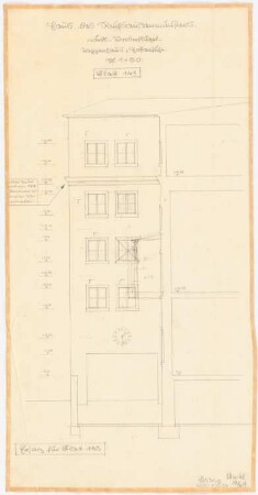 Dienstwohnung des Reichsaußenministers Joachim von Ribbentrop, Berlin-Mitte Umbau: Nördl. Vorderflügel Treppenhaus: Hofansicht 1:50