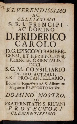 2r-3v, Reverendissimo Ac Celsissimo S. R. I. Principi Ac ...