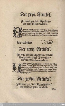 Der XXVIII. Artickel. Inn was Zeit / die Appellation/ gerechtfertigt sol werden.