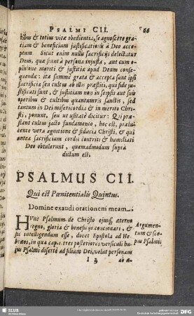 Psalmus CII. Qui est Poenitentialis Quintus