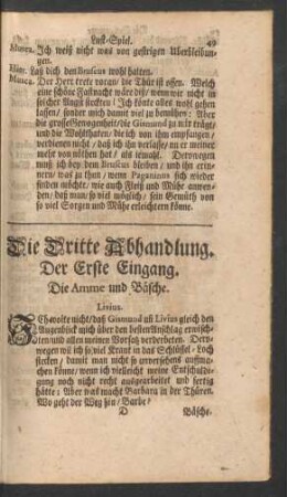 Die Dritte Abhandlung. Der Erste - Achte Eingang.