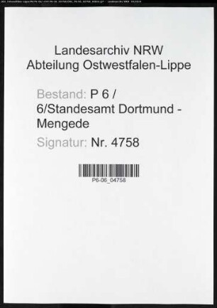 Sterberegister Standesamt Dortmund-Mengede (XIII)