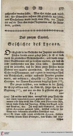 Das zweyte Capitel: Geschichte des Lycaon