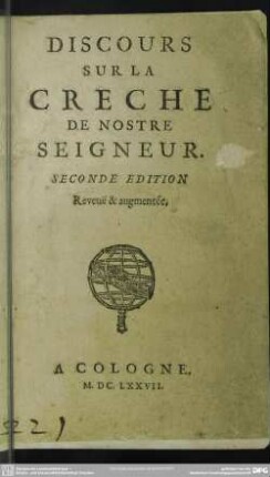 Discours sur la crêche du Nostre Seigneur
