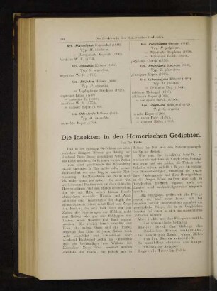 Die Insekten in den Homerischen Gedichten.