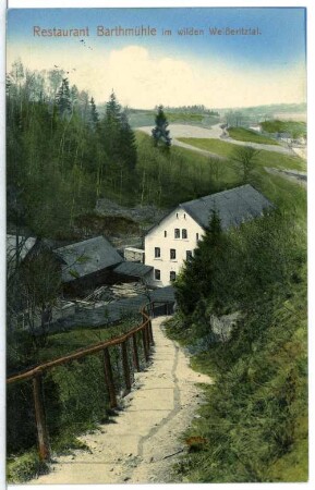 Barthmühle. Retaurant Barthmühle im Wilden Weißeritztal, 2002 beim Hochwasser zerstört