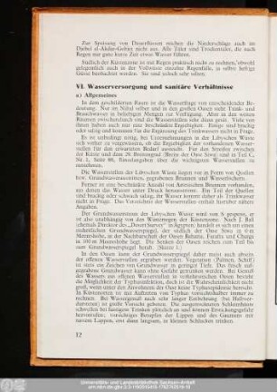 VI. Wasserversorgung und sanitäre Verhältnisse