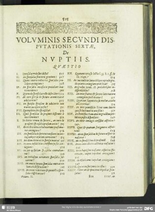 Voluminis Secundi Disputationis Sextae, De Nuptiis
