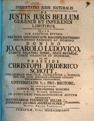 Diss. de iustis iuris bellum gerendi et inferendi limitibus