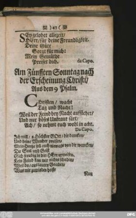 Am Fünfften Sonntag nach der Erscheinung Christi, Aus dem 9 Psalm.