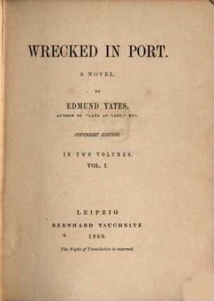 Wrecked in port : a novel. 1