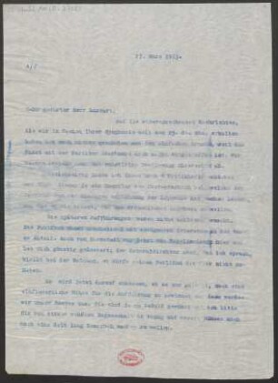 Brief an Sylvio Lazzari : 27.03.1913