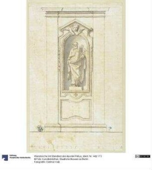 Wandnische mit Standbild des Apostel Petrus