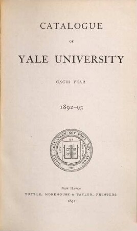 Catalogue of Yale University. 1892/93 = 193