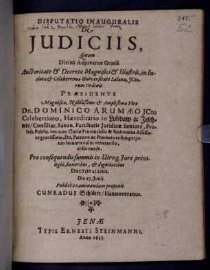 Disputatio Inauguralis De Iudiciis