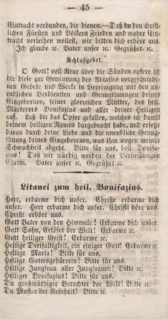 Litanei zum heil. Bonifazius.