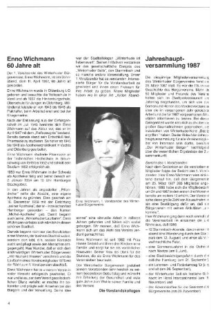 Enno Wichmann 60 Jahre alt