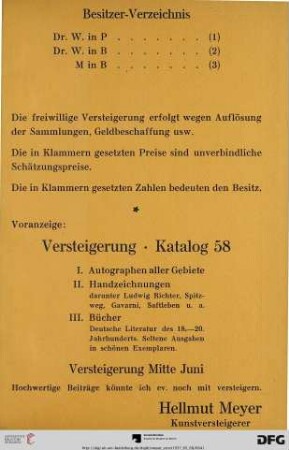 Besitzerverzeichnis