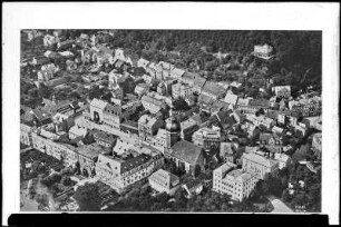 Bad Schandau, Stadtkern mit Markt und Kirche, Luftbild