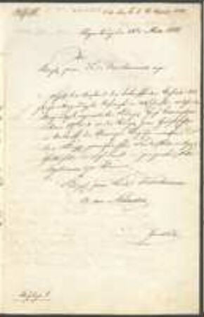 Brief von Bayern / Landesdirectorium an Regensburgische Botanische Gesellschaft